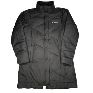 Columbia Jacket Womens Medium Black Long Quilted Insulated Winter Puffer Coat